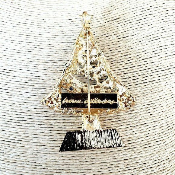 Christmas Tree Brooch Pendant Multi Color Rhinestones - Picture 9 of 12